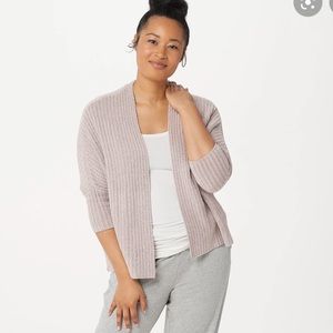 Barefoot Dreams Cozy Lite Mauve Ribbed Shrug Cardigan S/M